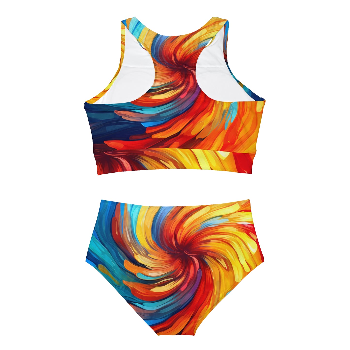 Sporty Bikini Set with Vibrant Swirls - Abstract Art Design (AOP)