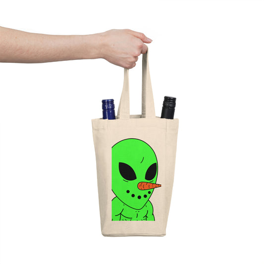 Veggie Visi Alien Vegetable Visitor Double Wine Tote Bag