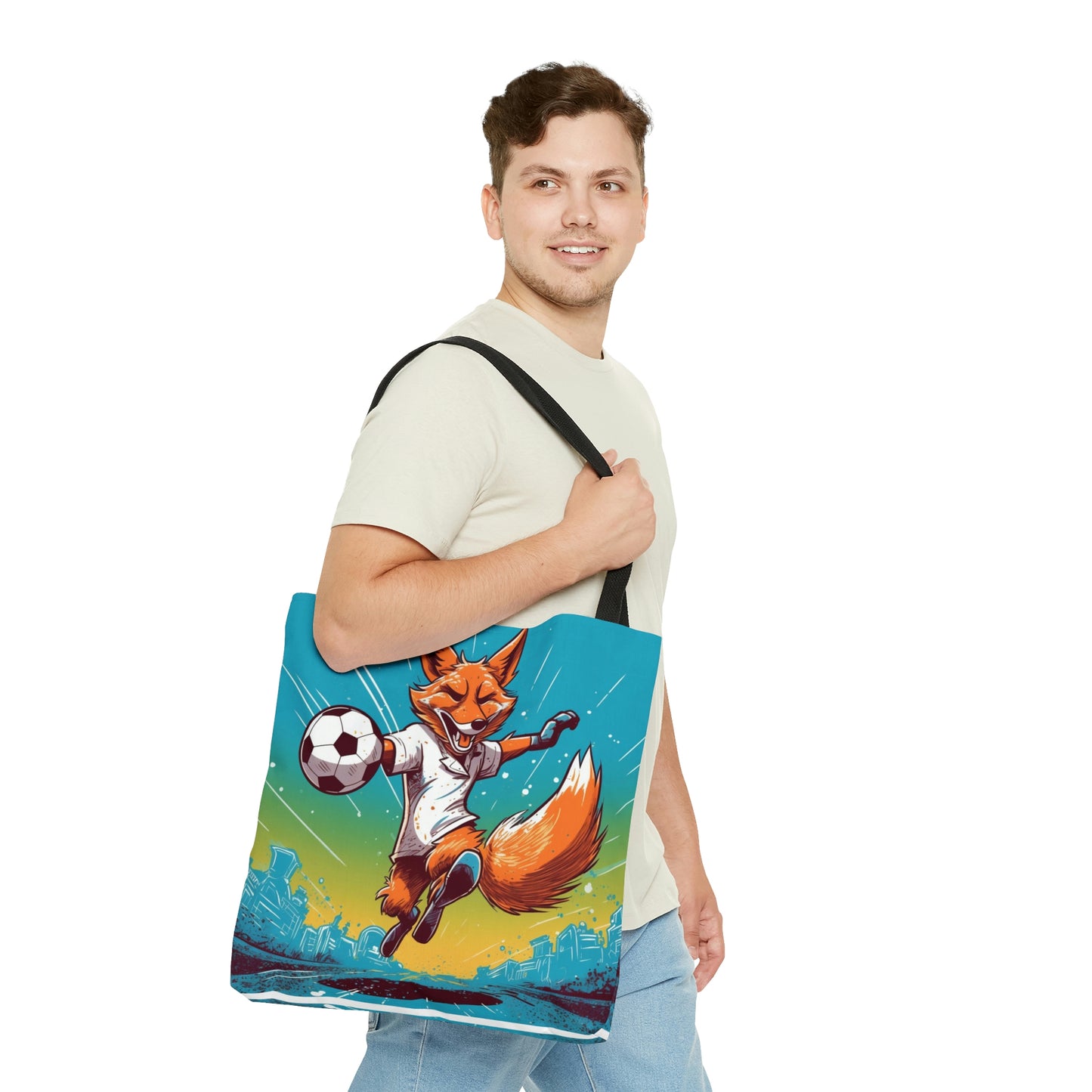 Fox Soccer Athletic Sport Anime Graphic Tote Bag (AOP)