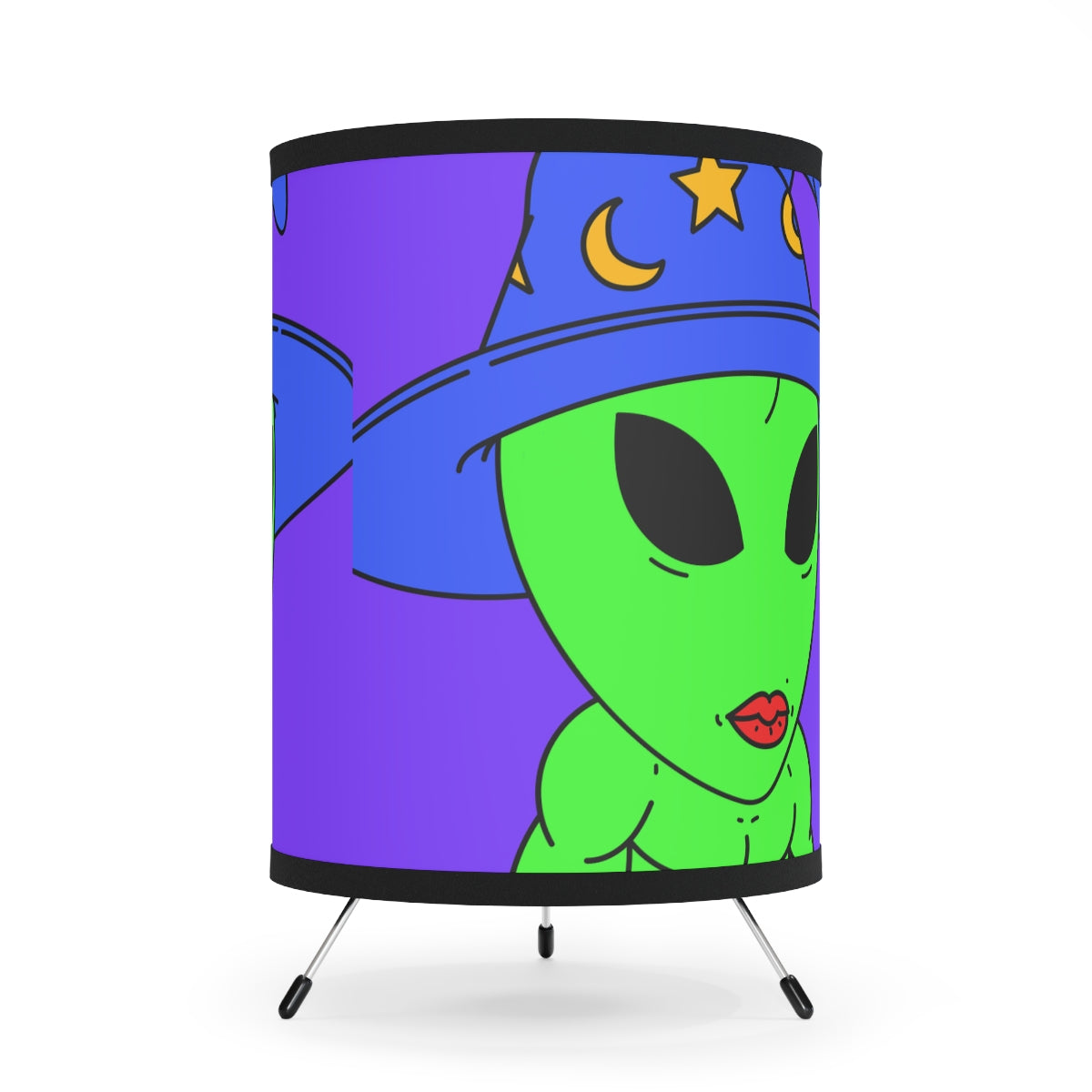 Blue Wizard Hat Alien Muscle Lipstick Green Visitor Tripod Lamp with High-Res Printed Shade, US\CA plug