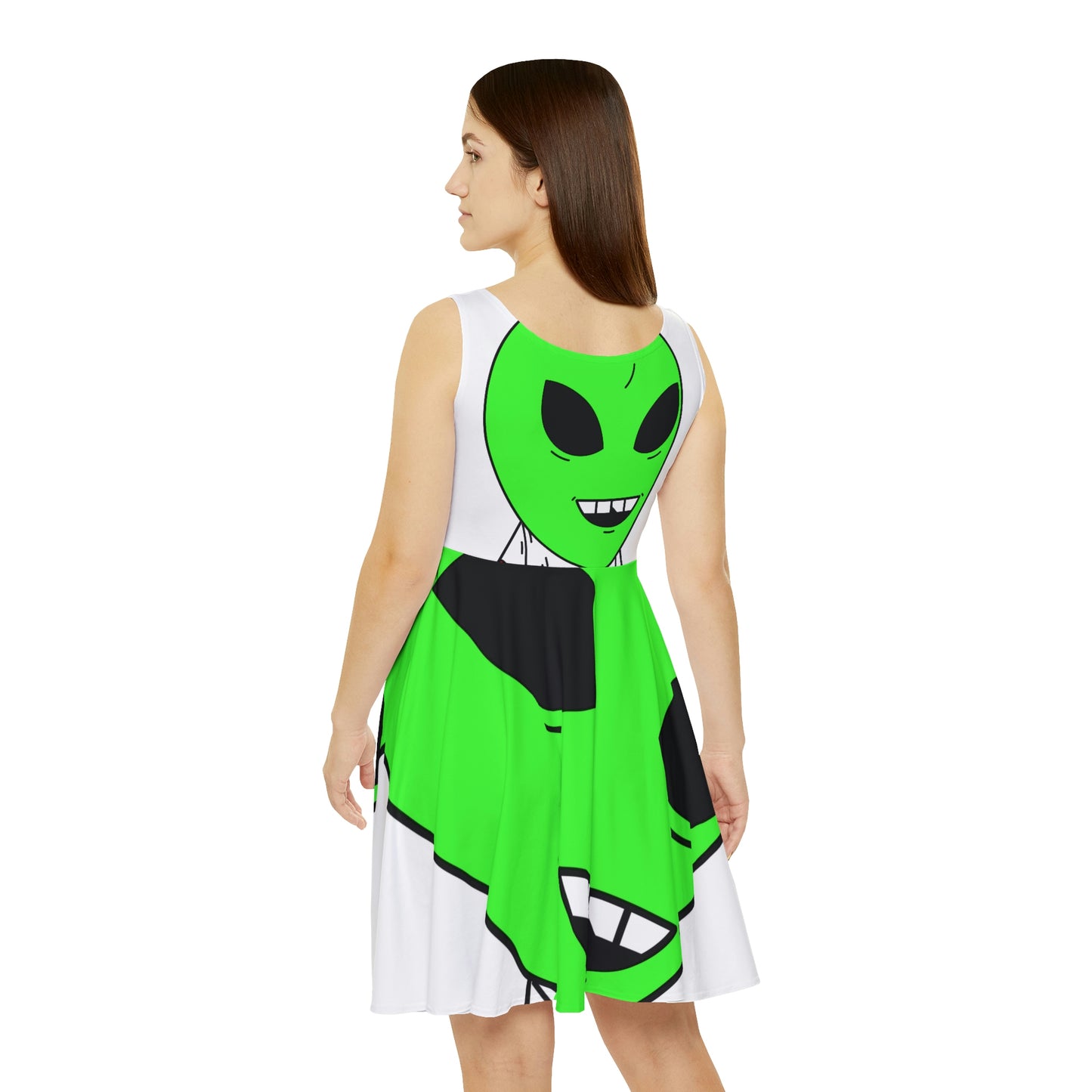 Alien Green Sporty Women's Skater Dress (AOP)