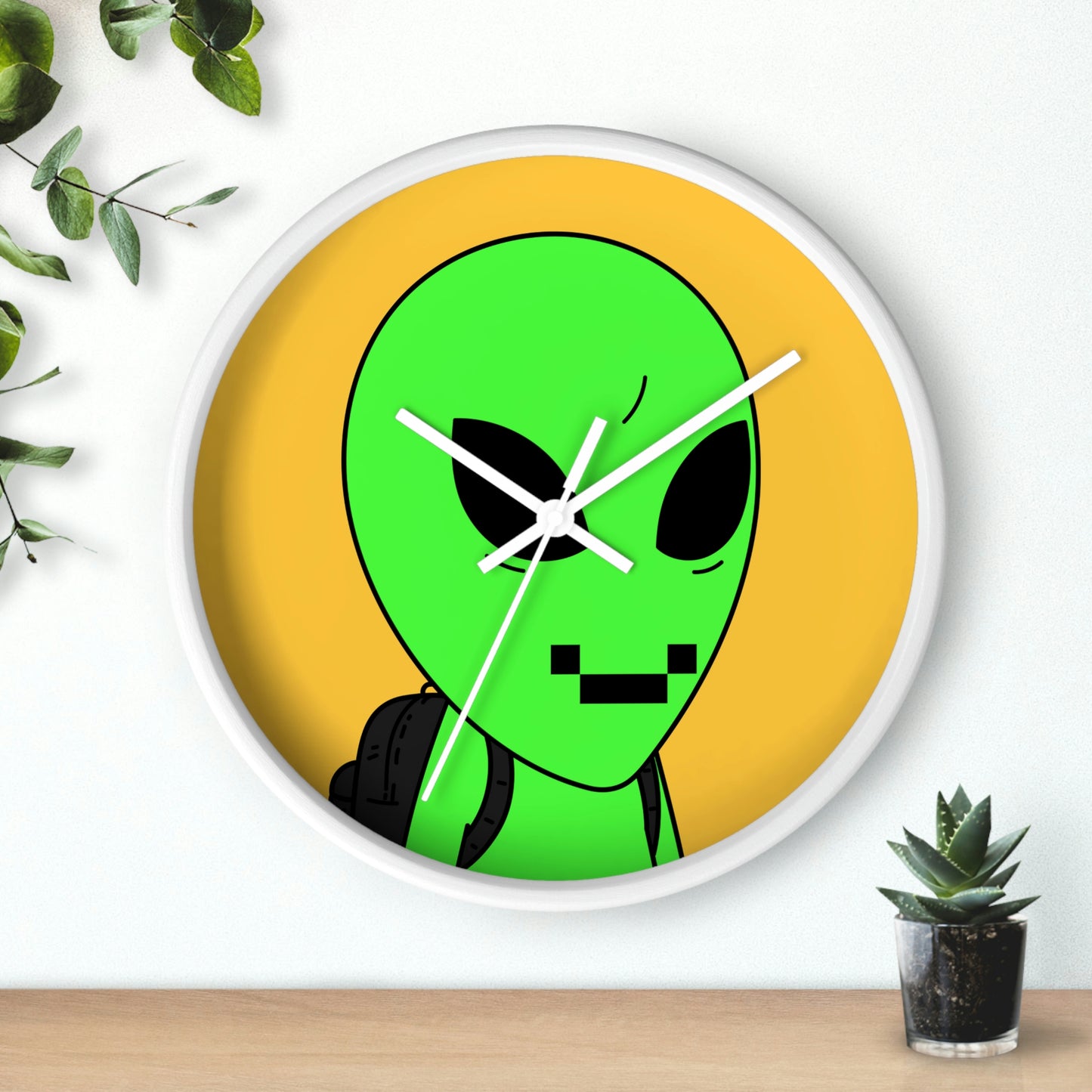 Digital Face Green Apple Head Visitor Wall clock