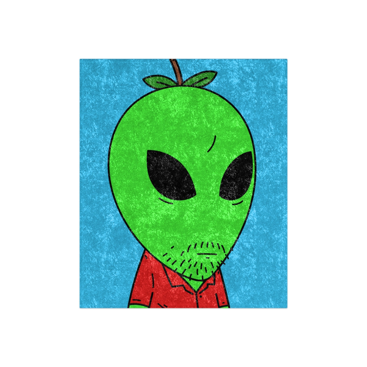 Green Apple Head Alien Unshaven Red Collar Shirt Visitor Crushed Velvet Blanket