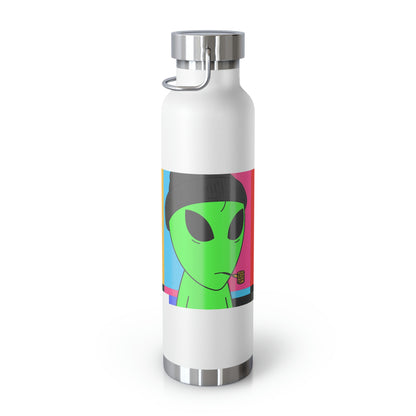 Pipe Smoking Green Alien Black Beanie Copper Vacuum Insulated Bottle, 22oz