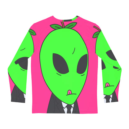 Apple Green Alien Teacher Professor Men's Long Sleeve AOP Shirt