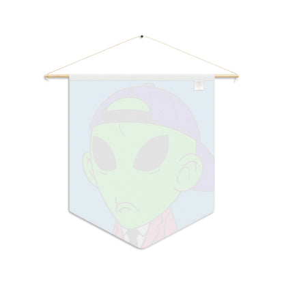 Pink Suit Small Ears Sad Face Purple Hat Green Visitor Pennant