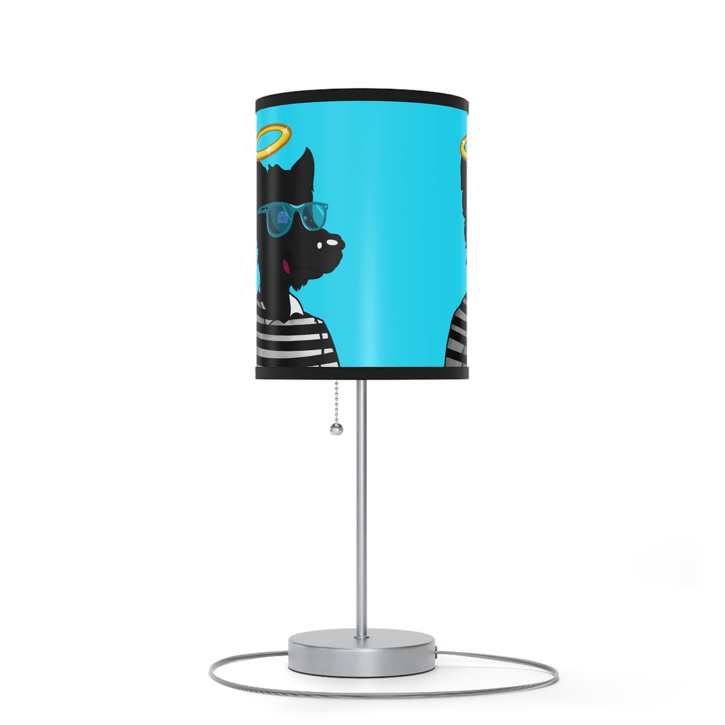 Cyborg Wolve Angel Halo Striped Shirt Glasses Wolf Lamp on a Stand, US|CA plug