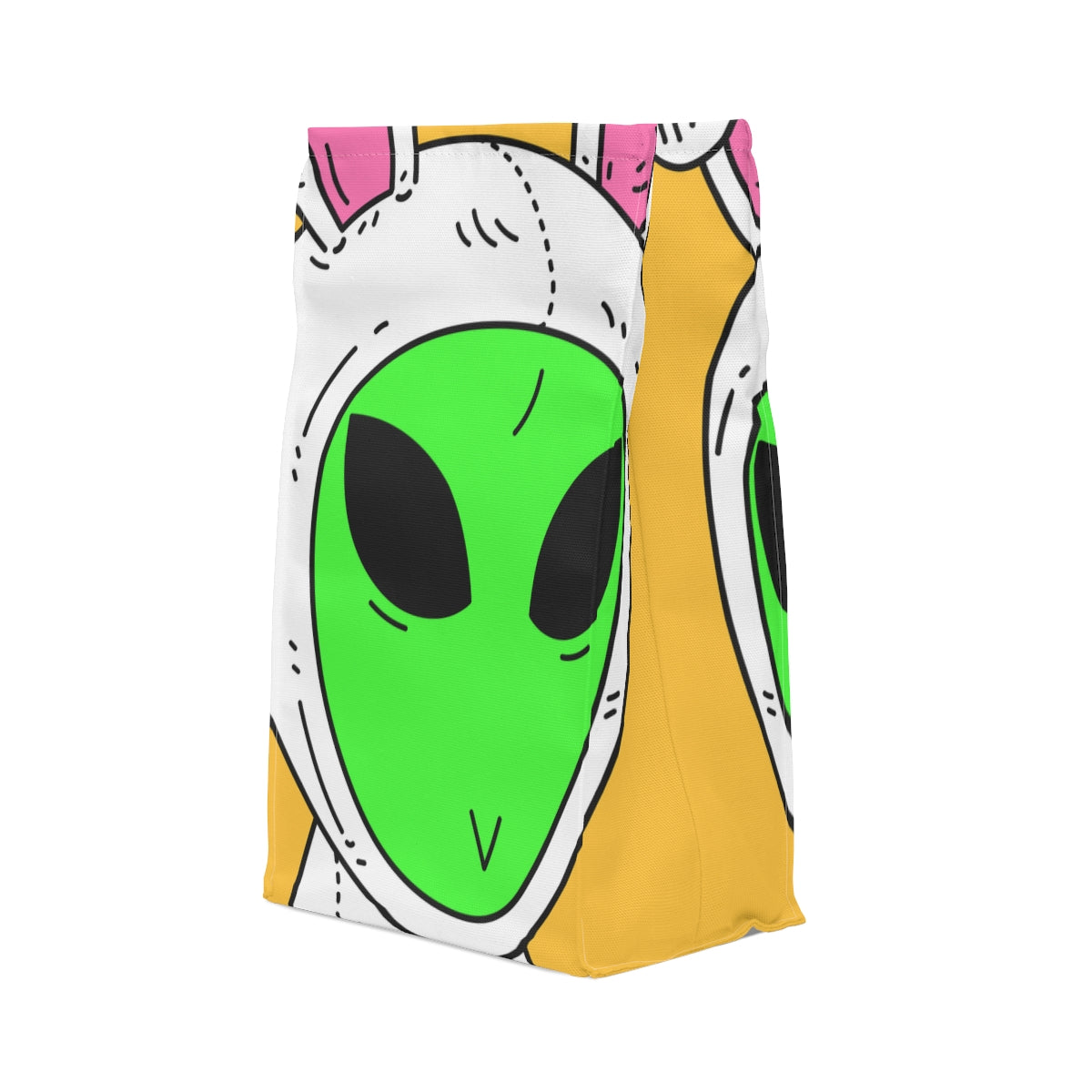 Green Alien V Face White Bunny Rabbit Visitor Polyester Lunch Bag