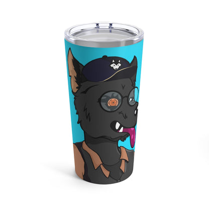 Cyborg Wolf Detective Tongue Out Round Glasses Tumbler 20oz