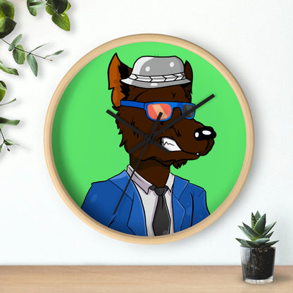 Brown Wolf Fur Blue Suit Business Tie Werewolf Wall clock