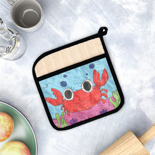 Lobster Crab Graphic Sea Lovers Pot Holder with Pocket