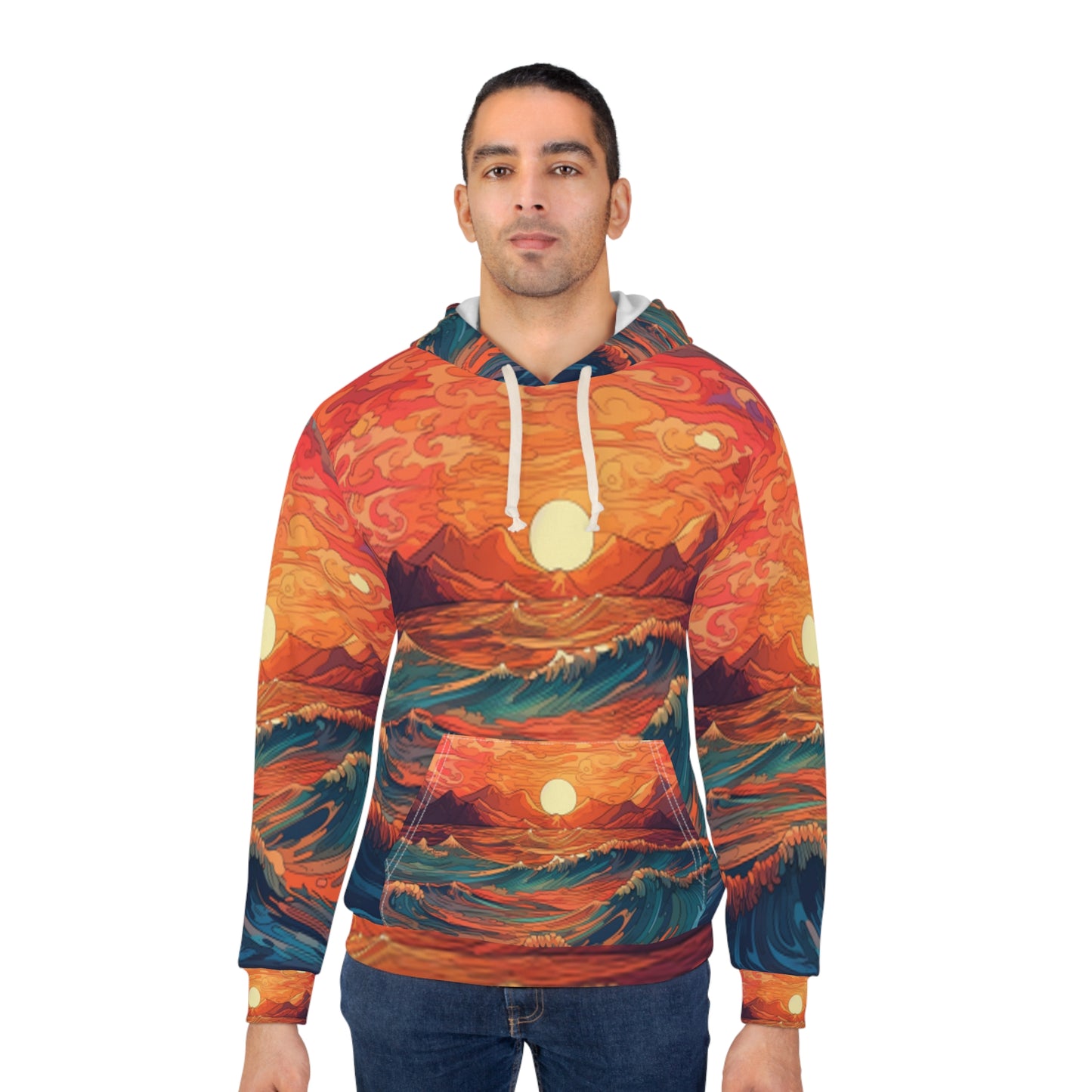 Inspirador 'Cree en ti mismo' - Sudadera con capucha unisex Sunrise Ocean Art (AOP) 