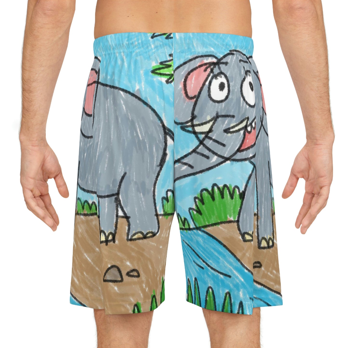 Elefante Elefante Rey Elefante Safari Animal Shorts de baloncesto (AOP) 