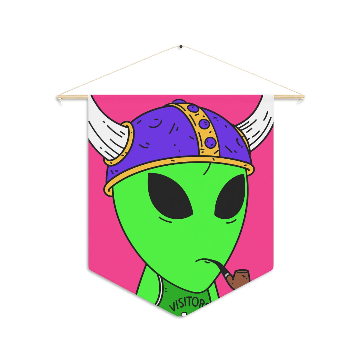 Green Visi Jersey Purple Viking Helmet Pipe Alien Visitor Pennant