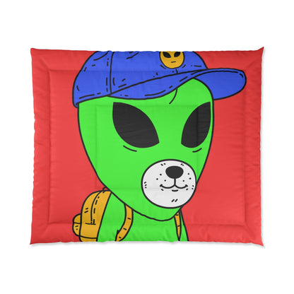 White Dog Bear Mouth Alien Green Visitor Yellow Backpack Blue Visi Hat Bed Comforter