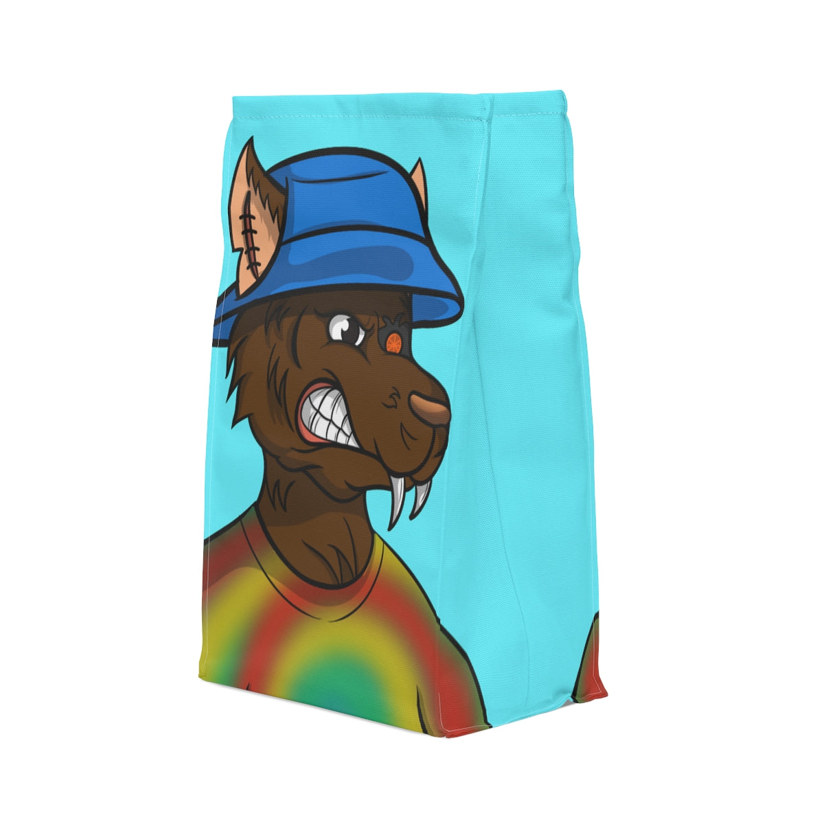 Brown Wolf Fur Cyborg Wolve Bucket Hat Tie Dye Shirt Polyester Lunch Bag