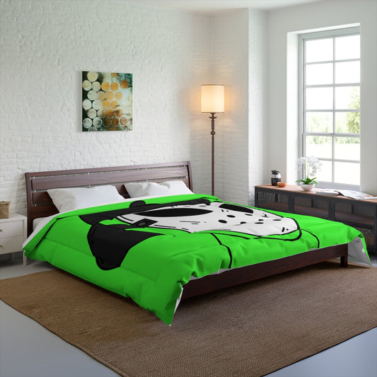 Hockey White Mask Green Alien Visitor Bed Comforter