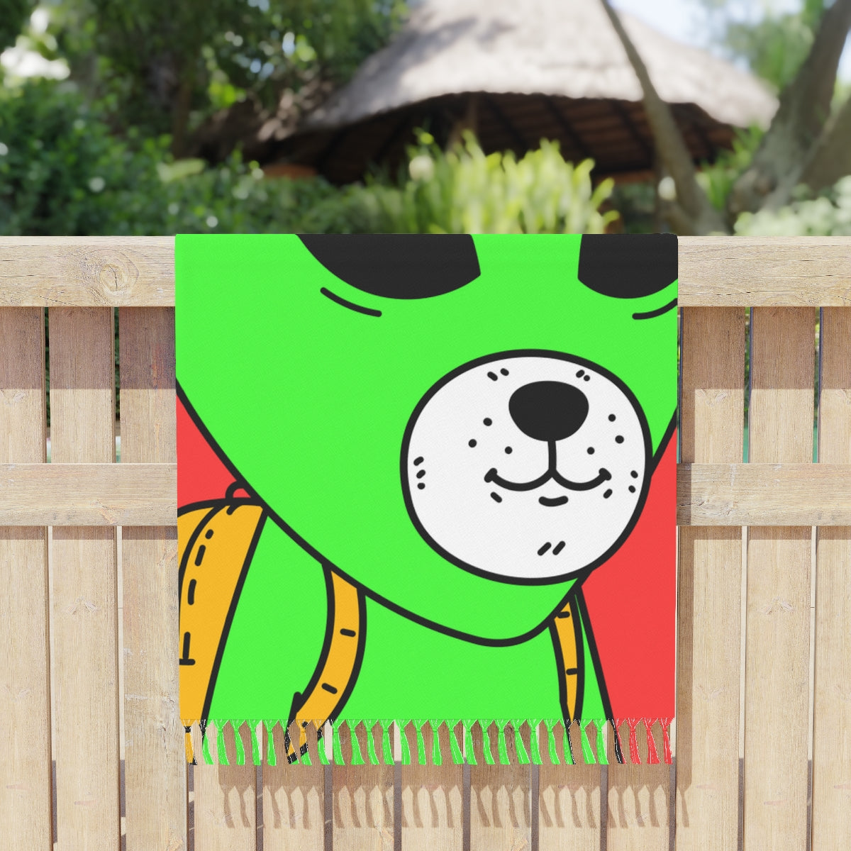 White Dog Bear Mouth Alien Green Visitor Yellow Backpack Blue Visi Hat Boho Beach Cloth