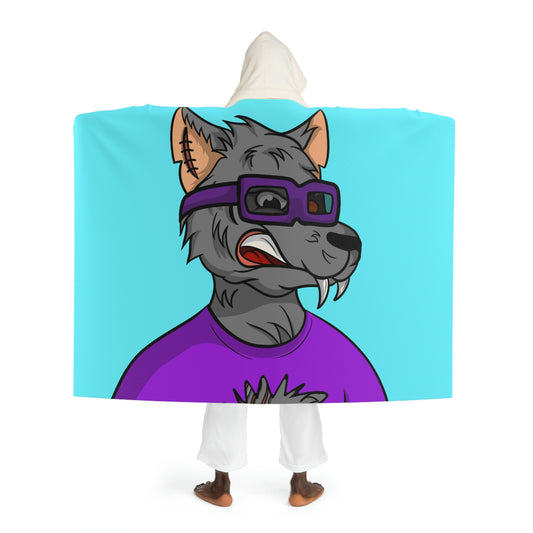 Grey Wolf Cyborg Ripped Purple T Shirt Sunglasses Wolve Hooded Sherpa Fleece Blanket