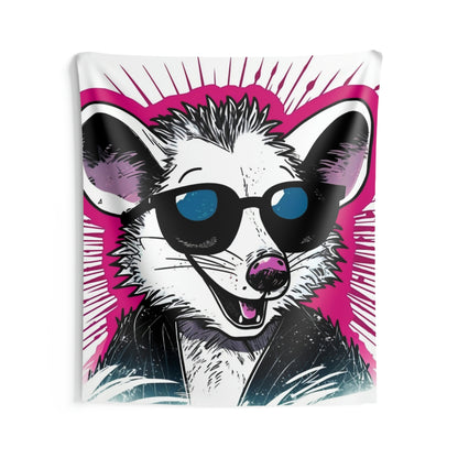 Retro Happy Opossum Graphic Indoor Wall Tapestries