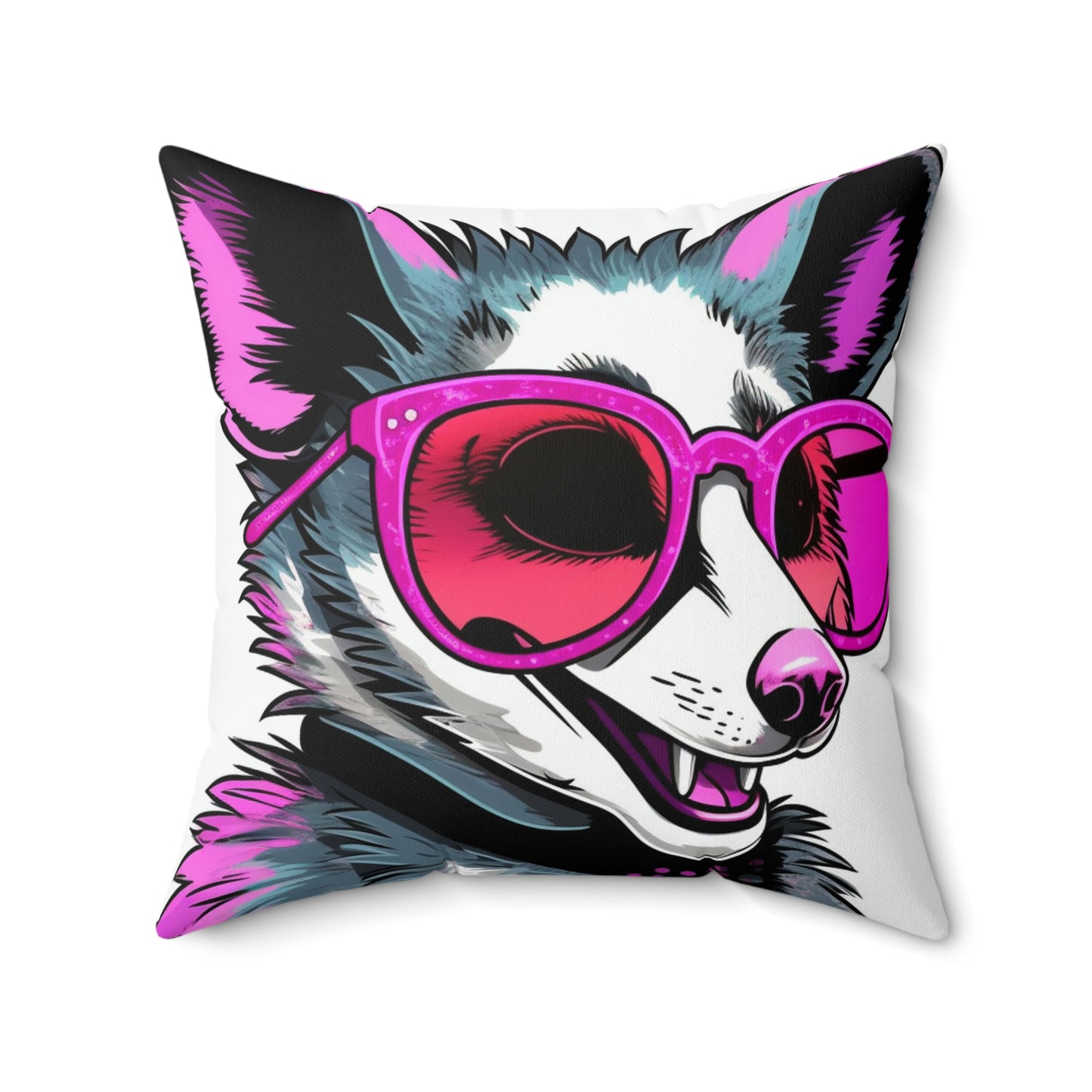 Enthusiastic Opossum Graphic Spun Polyester Square Pillow