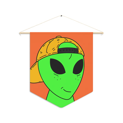 Green Freckle Alien Yellow Hat Visitor Pennant