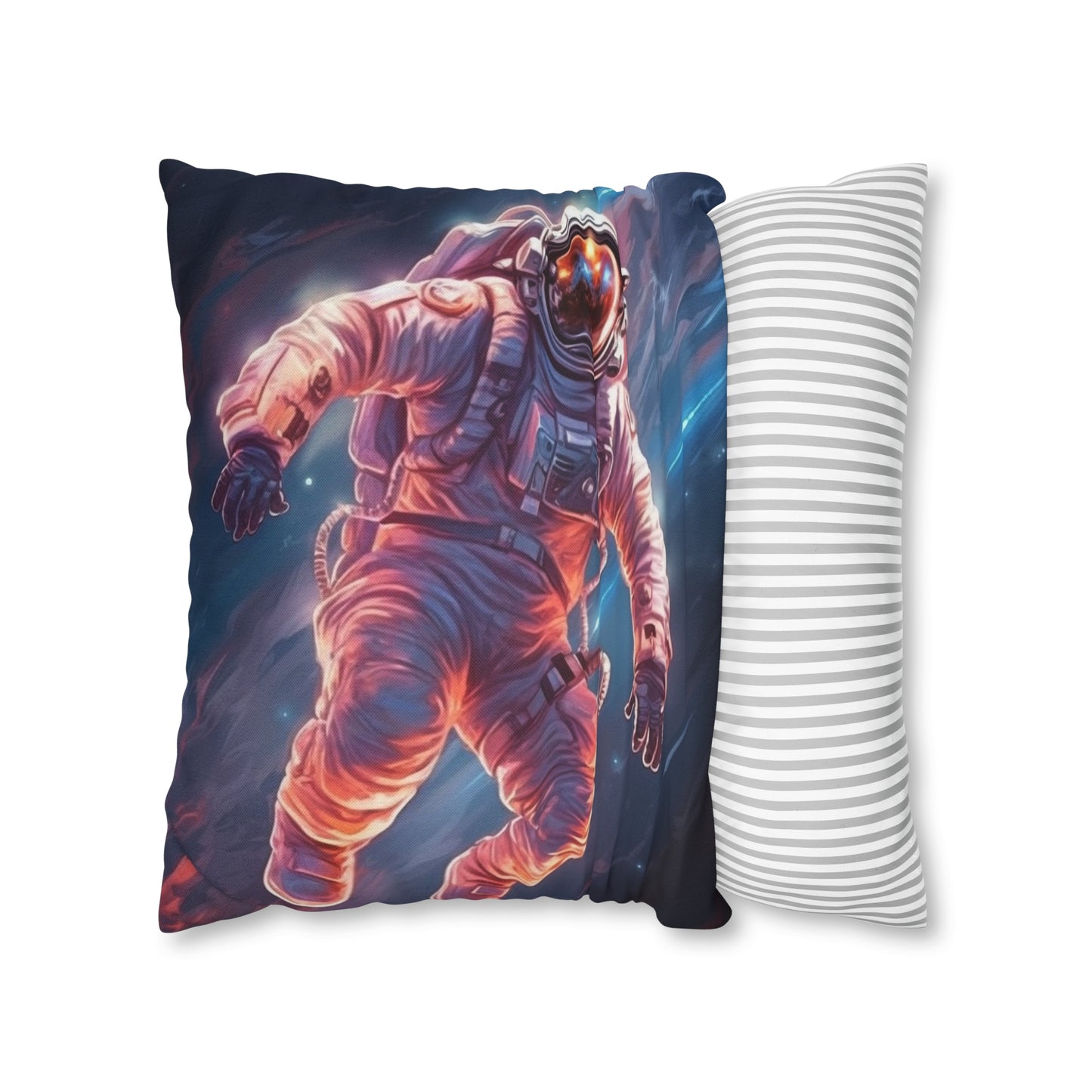 Astronaut Outer Space - Galaxy Starfield Art Spun Polyester Square Pillow Case