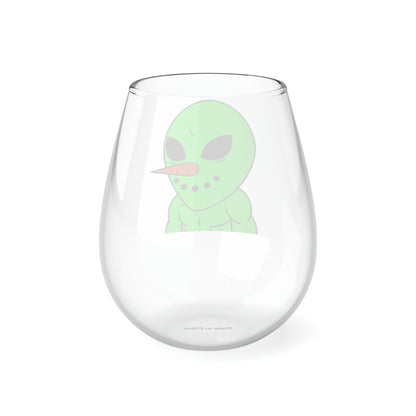 Veggie Visi Alien Vegetable Visitor Stemless Wine Glass, 11.75oz