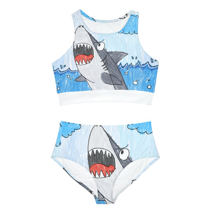 Shark Jaw Teeth Attack Ocean Sea Creature Sporty Bikini Set (AOP)