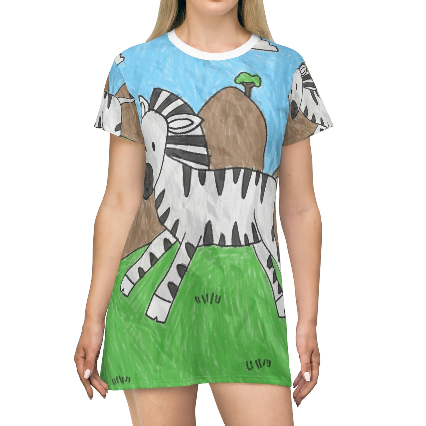 Zebra Graphic Hipster Zebra Animal All Over Print T-Shirt Dress