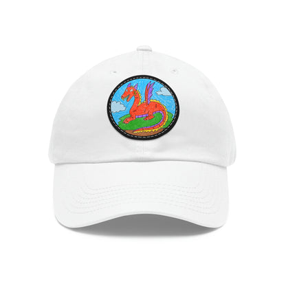 Fierce Dragon Medieval Dad Hat with Leather Patch (Round)