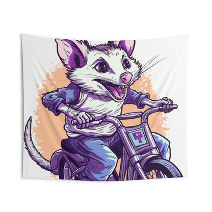 Bike Opossum Riding Pop Culture Graphic Indoor Wall Tapestries