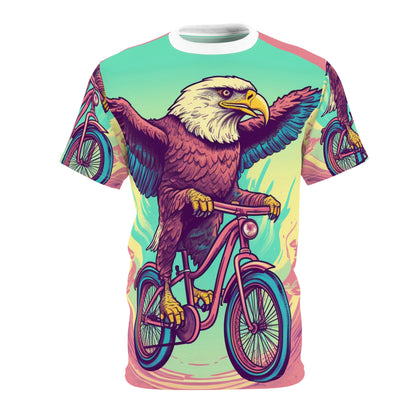 Bicycle Bike American Eagle Biker Graphic Unisex Cut & Sew Tee (AOP)