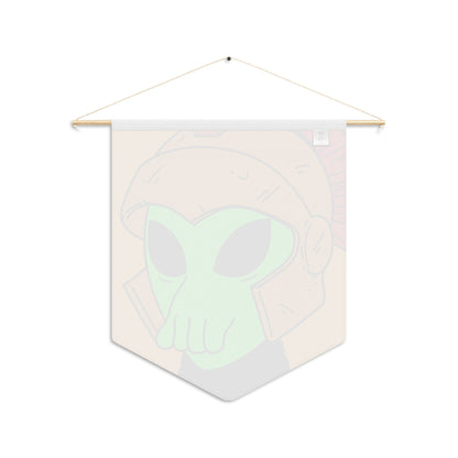 Green Spartan Helmet Alien Squid Mouth Visitor Pennant