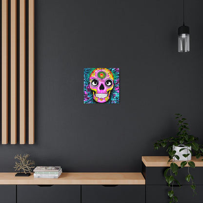 Trippy psychedelic Skull Skeleton Head Face Metal Art Sign