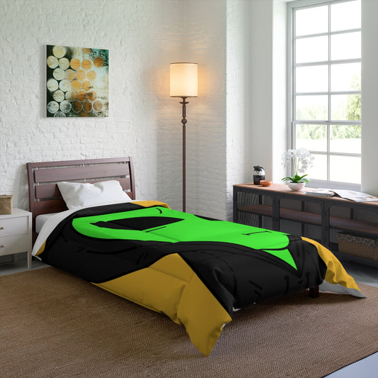 Green Alien Black Hoodie Sweatshirt Cartoon Character Visitor Bed Comforter