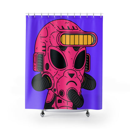 Armored Pink Future Alien Cyborg Machine Visitor Shower Curtains