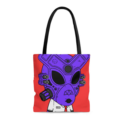 Shirt Tie Armored Purple Future Alien Cyborg Machine Visitor AOP Tote Bag