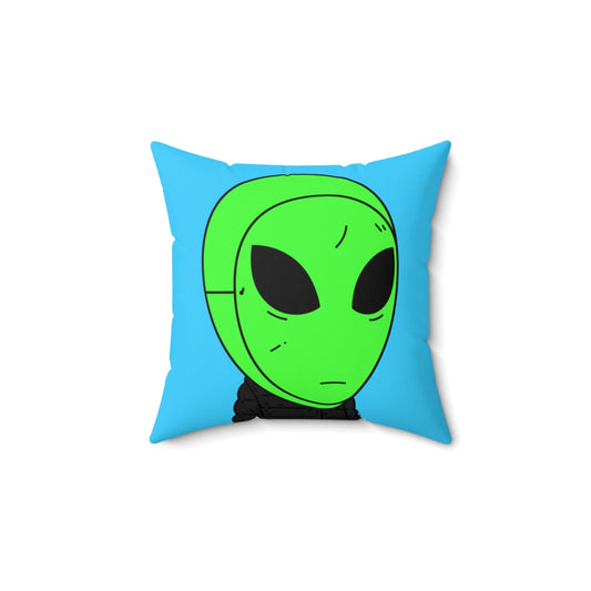 Space Green Alien Visitor Mask Spun Polyester Square Pillow