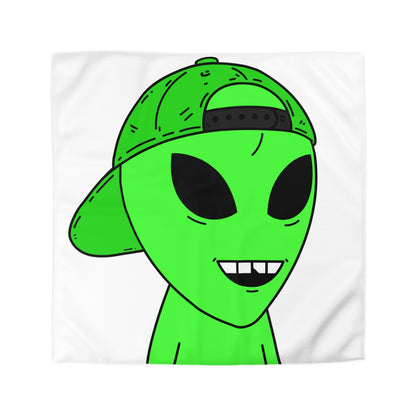 The Green Alien Visitor with Hat Microfiber Duvet Cover