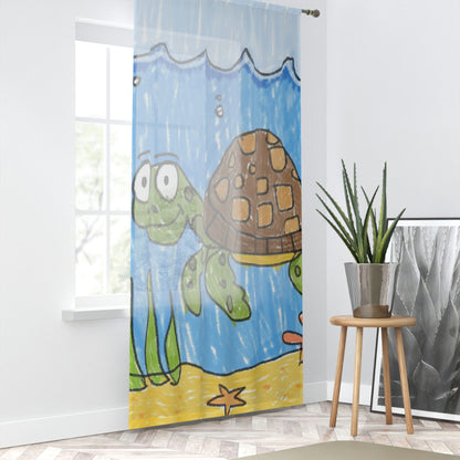 Sea Turtle Beach Sand Ocean Window Curtain