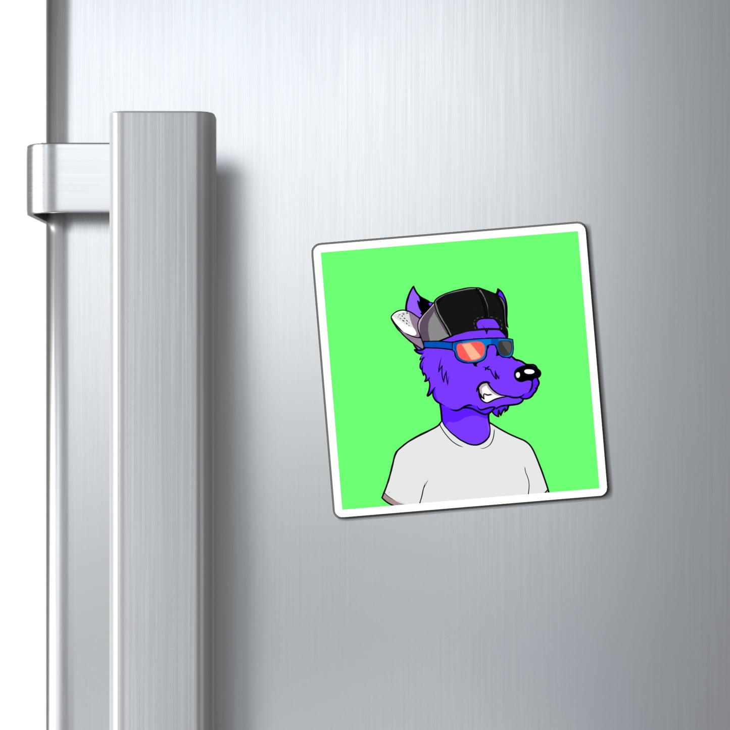 Cyborg Wolf Purple Fur Werewolve Magnets