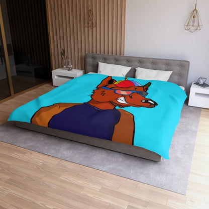 Cyborg Wolf Propeller Hat Orange Fur Color Sunglasses Long Sleeve Microfiber Duvet Cover