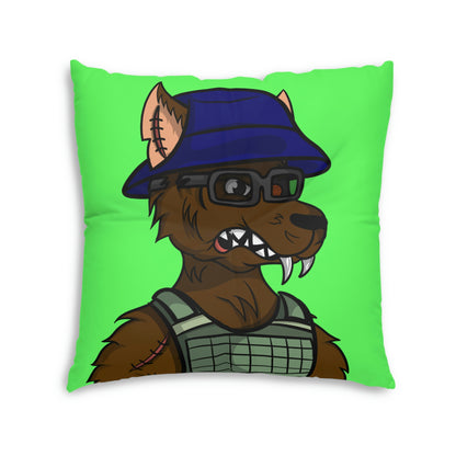 Military Wolf Army Cyborg Wolve Tufted Floor Pillow, Square