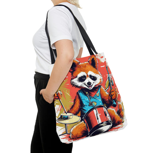 Bolsa de tela con gráfico del reproductor de música Red Panda Drum (AOP) 