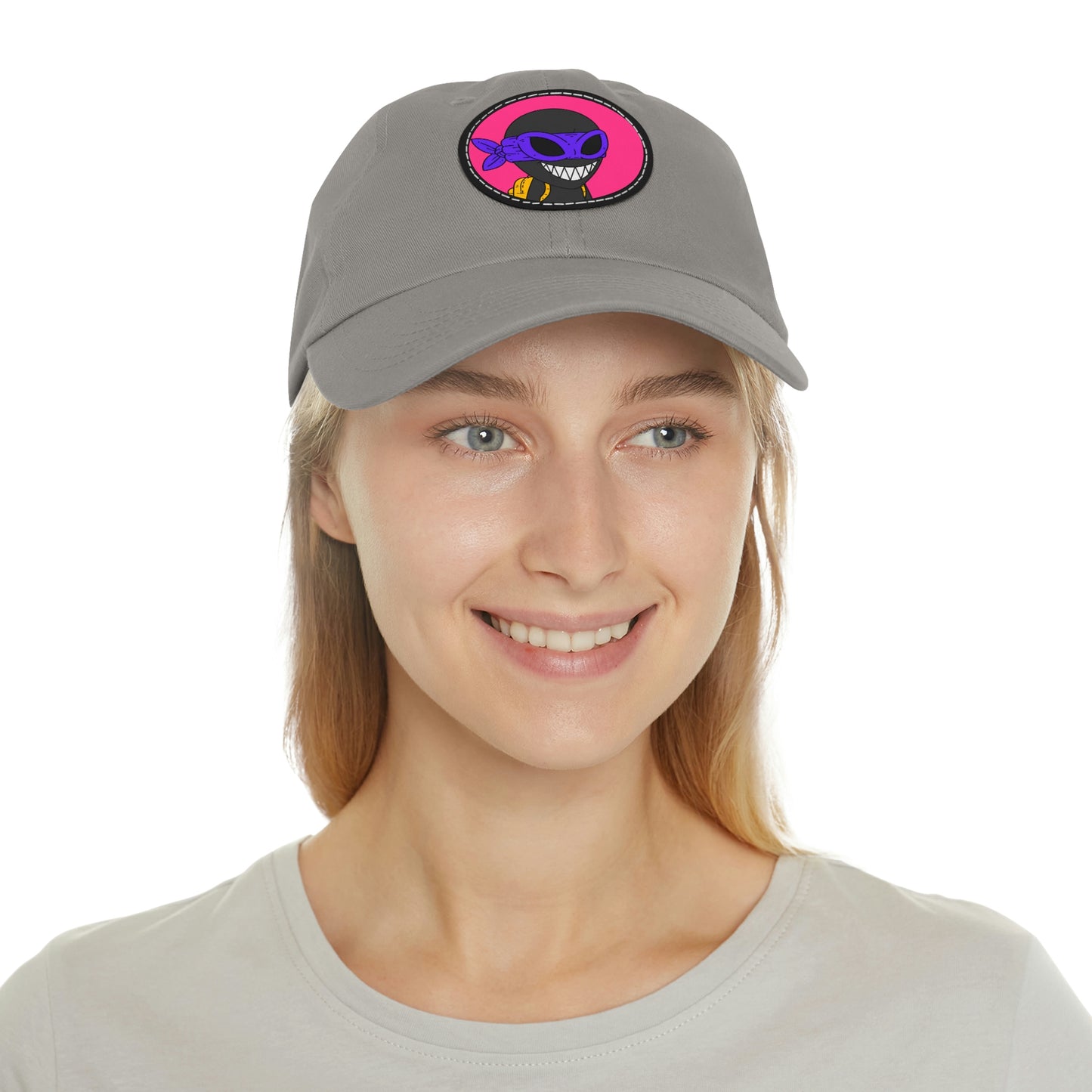 Dark Ninja Warrior Alien Visitor Dad Hat with Leather Patch (Round)