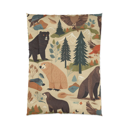 U.S. Wilderness Inspired: Grizzly Bears, Animals Pattern Comforter