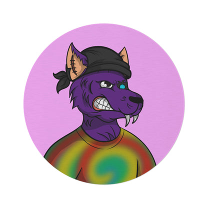 Wolf Purple Fur Cyborg Cool Outfit Round Rug