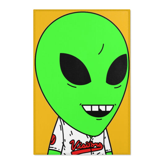 The Visitors Sport Team Jersey Green Alien Chipped Tooth Character Area Rugs - Visitor751