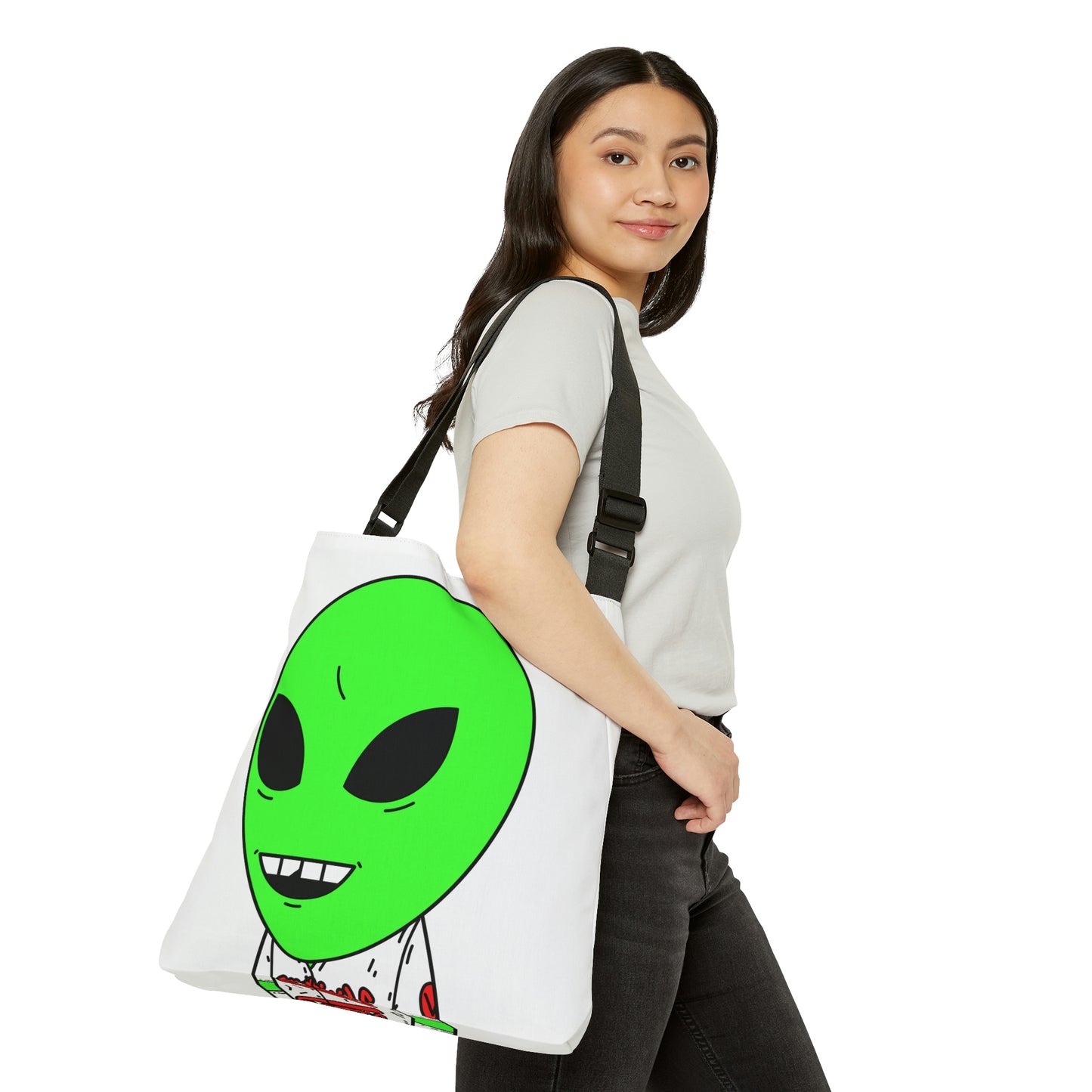 Alien Green Sporty Adjustable Tote Bag (AOP)